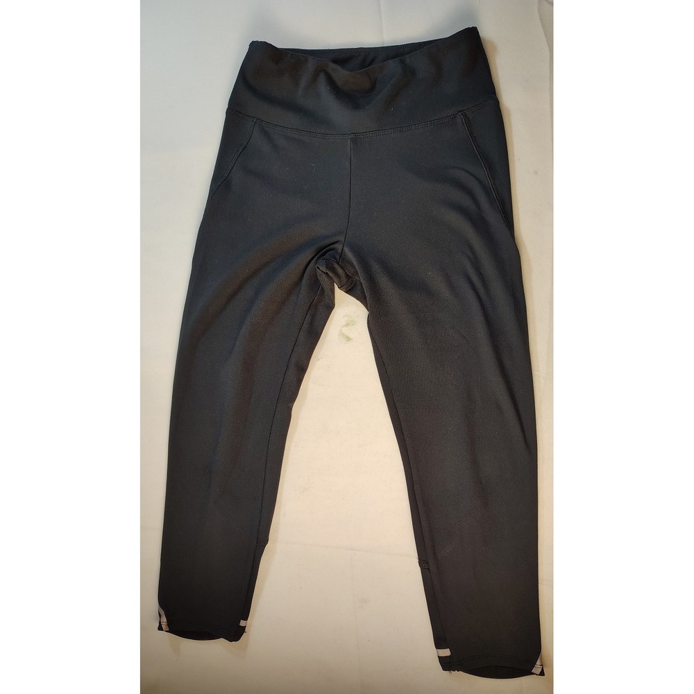 Marika Womens High Waisted Cropped Leggings Black Yoga Athletic Capris Size L